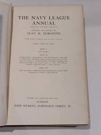 190910 Navy League Annual By Alan H. Burgoyne [John Murray] Hb Book2