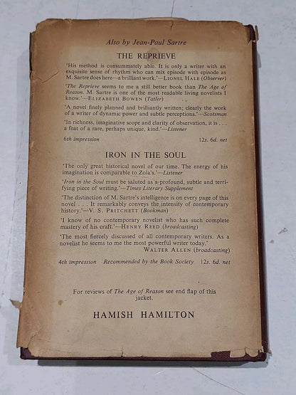 The Age Of Reason, Jean-paul Satre (1957) 8th Impression Hb Book w/ Dust Jacket2
