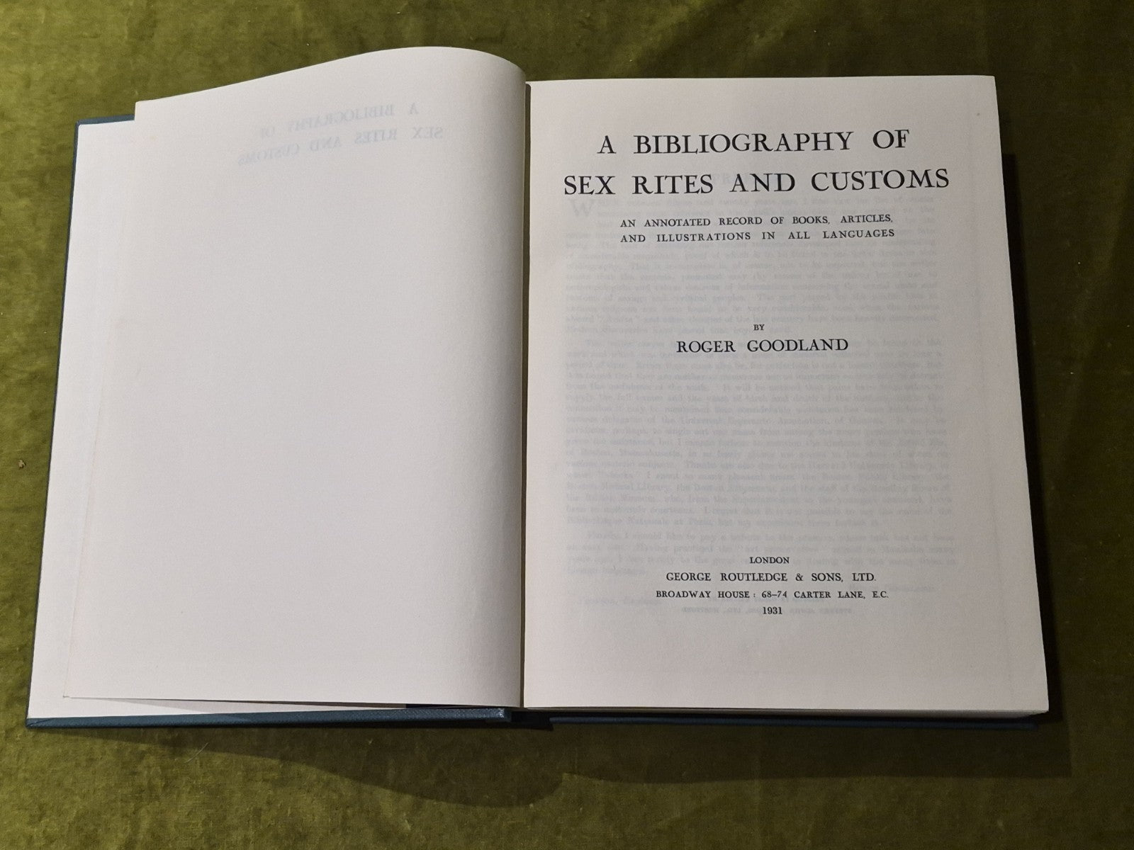 1931 A BIBLIOGRAPHY OF SEX RITES & CUSTOMS BY ROGER GOODLAND3