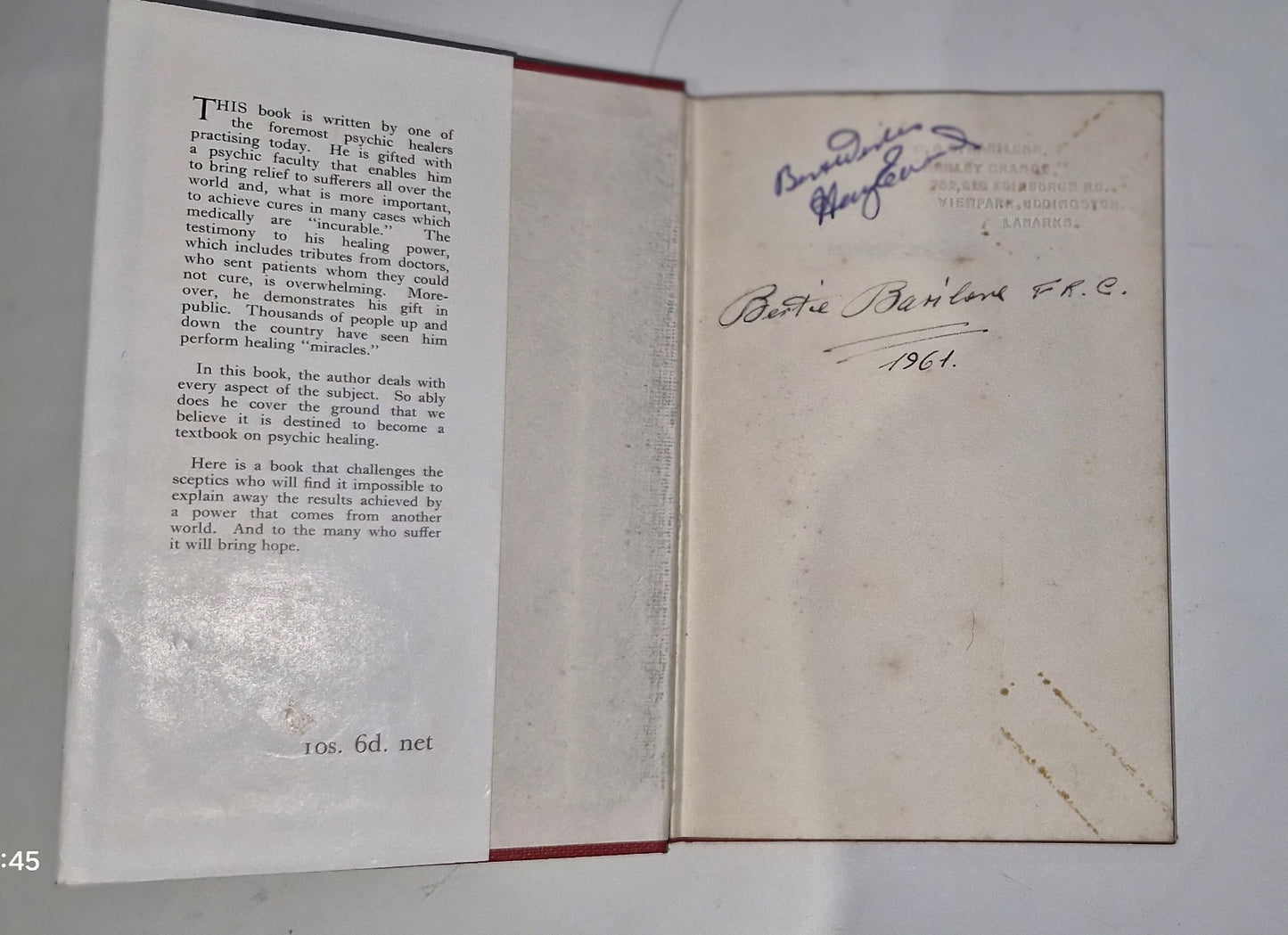 Psychic Healing Harry Edwards 1959 HC DJ  Spiritualist Press Signed By Author 7