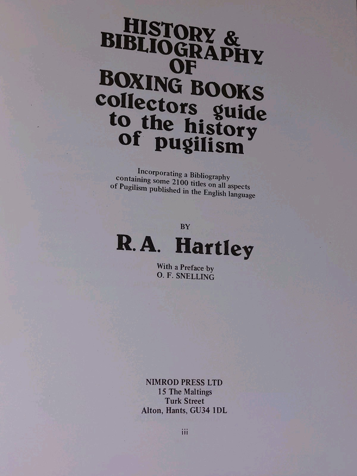 History And Bibliography Of Boxing Books By R A Hartley Hardback / Dustjacket 3