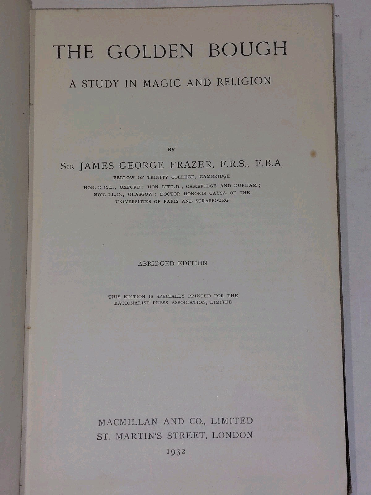 The Golden Bough Abridged  Magic And Religion by Sir James George Frazer (1932)6
