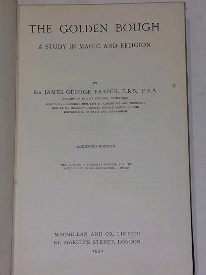 The Golden Bough Abridged  Magic And Religion by Sir James George Frazer (1932)6