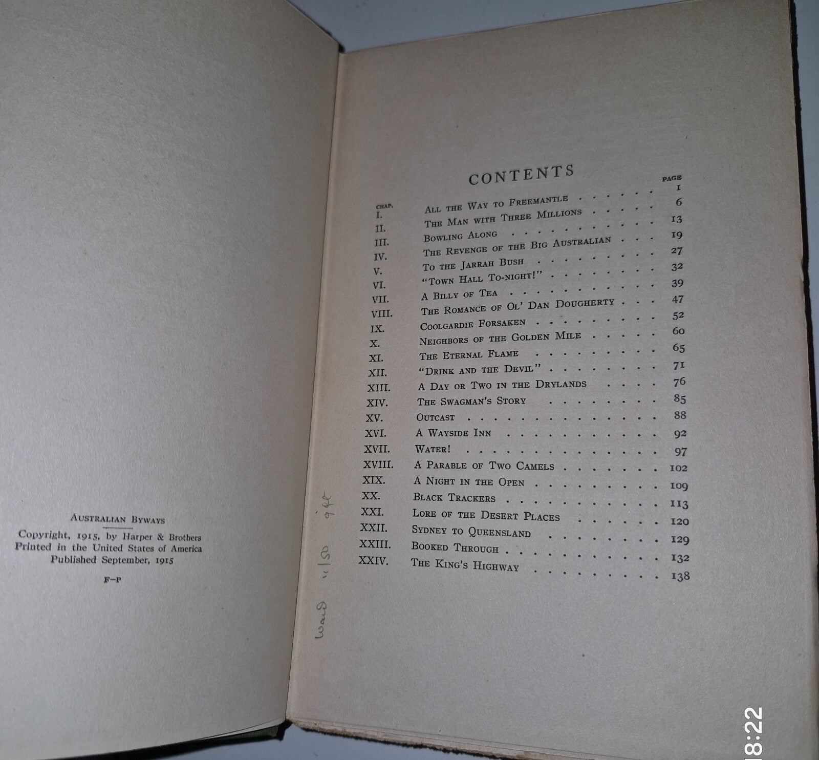 Australian Byways By Norman Duncan. 1915 1st Edition.8