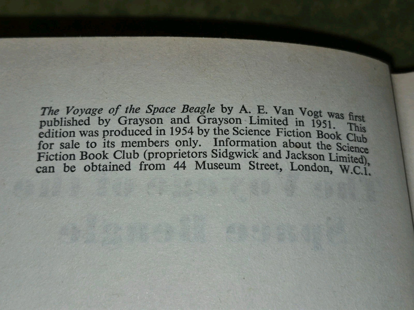 The Voyage of the Space Beagle – A.E. Van Vogt – 1954 SF Book Club Hardback6