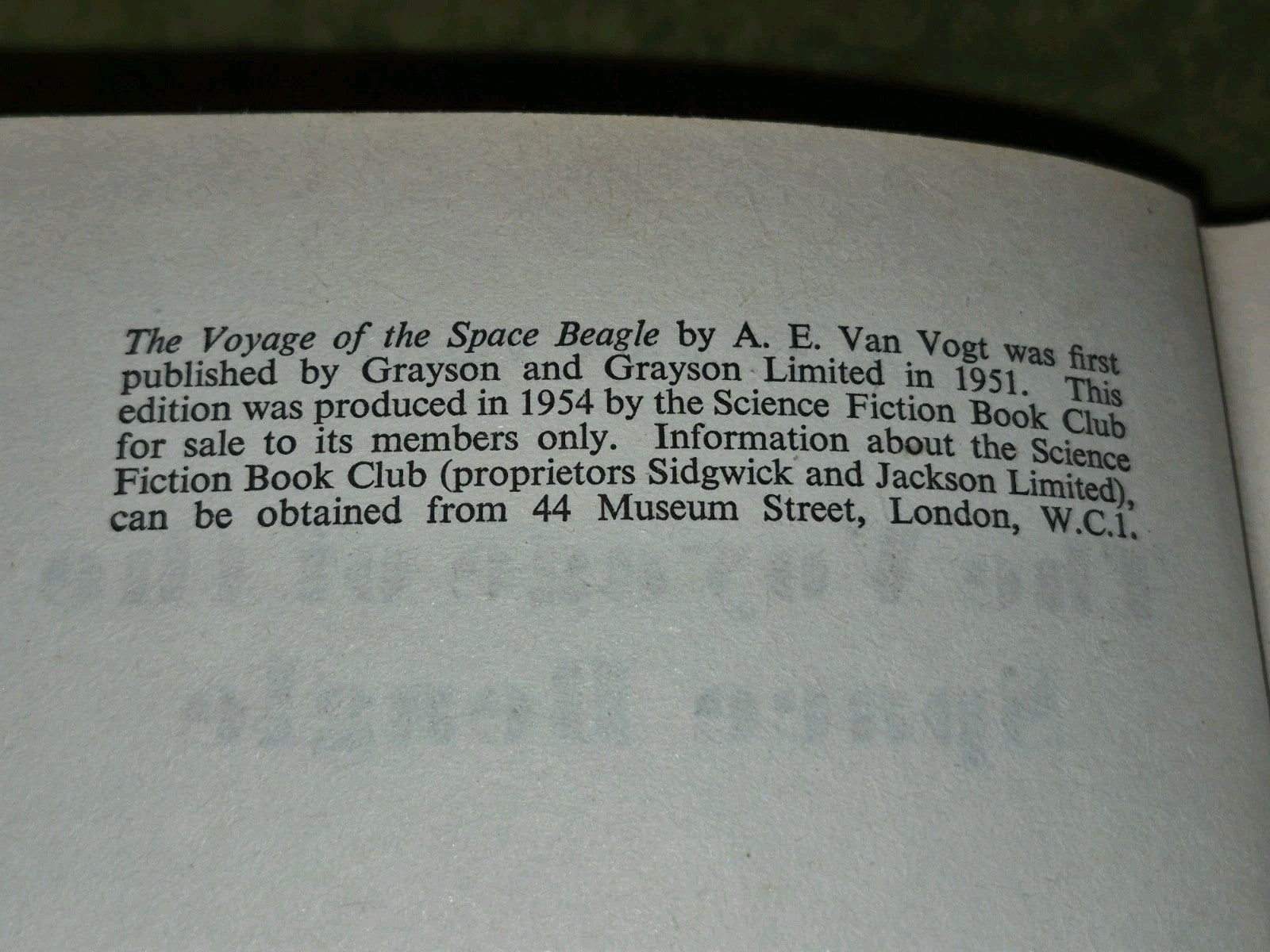 The Voyage of the Space Beagle – A.E. Van Vogt – 1954 SF Book Club Hardback6