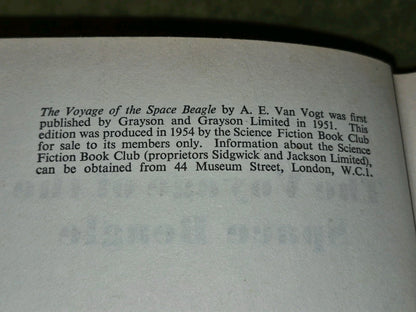 The Voyage of the Space Beagle – A.E. Van Vogt – 1954 SF Book Club Hardback6