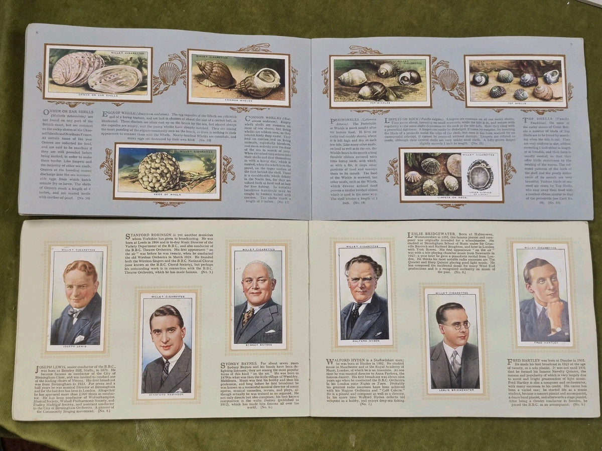 18 Cigarette Card Albums Ardath Wills Air Raid Footballers Sea Shore Radio Royal3