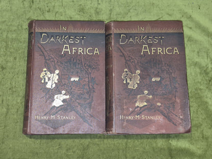 IN DARKEST AFRICA - HENRY M. STANLEY 2 Volume Edition Sampson Low Marston 1890 0