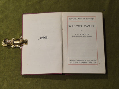 Walter Pater - A C Benson Macmillan 1906 with Provenance from J Ramsey Macdonald4