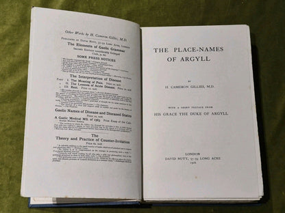 The Place Names of Argyll 1st Edition HB, H. Cameron Gillies,4