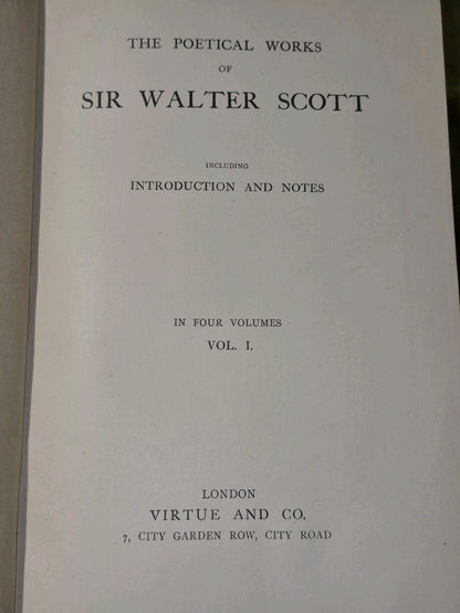 Poetical Works of Sir Walter Scott Complete Set 4 Volumes (Virtue and Co) c.191013