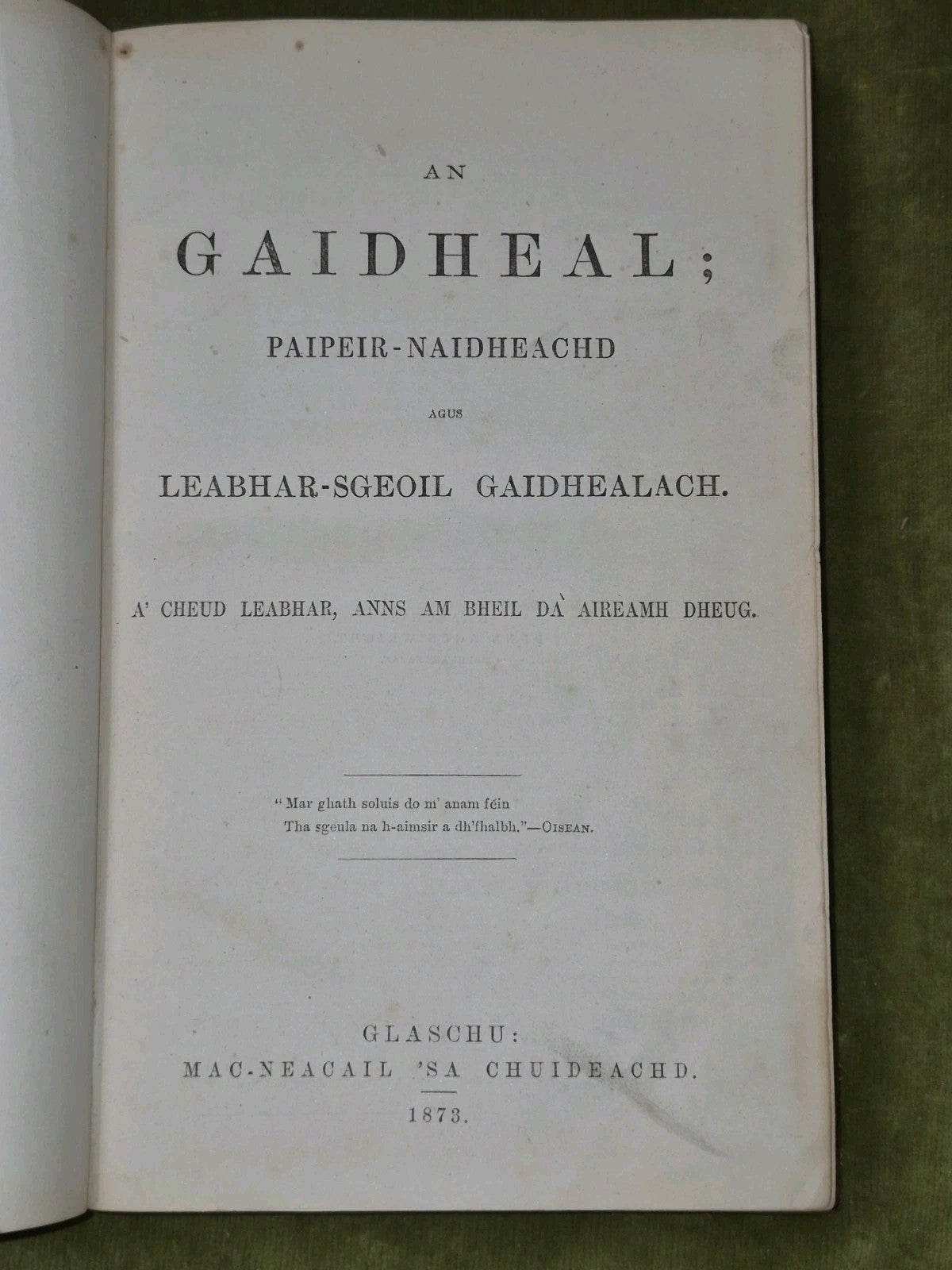 An Gaidheal Paipeir-Naidheachd Leabhar-Sgeoil Gaidhealach 18733