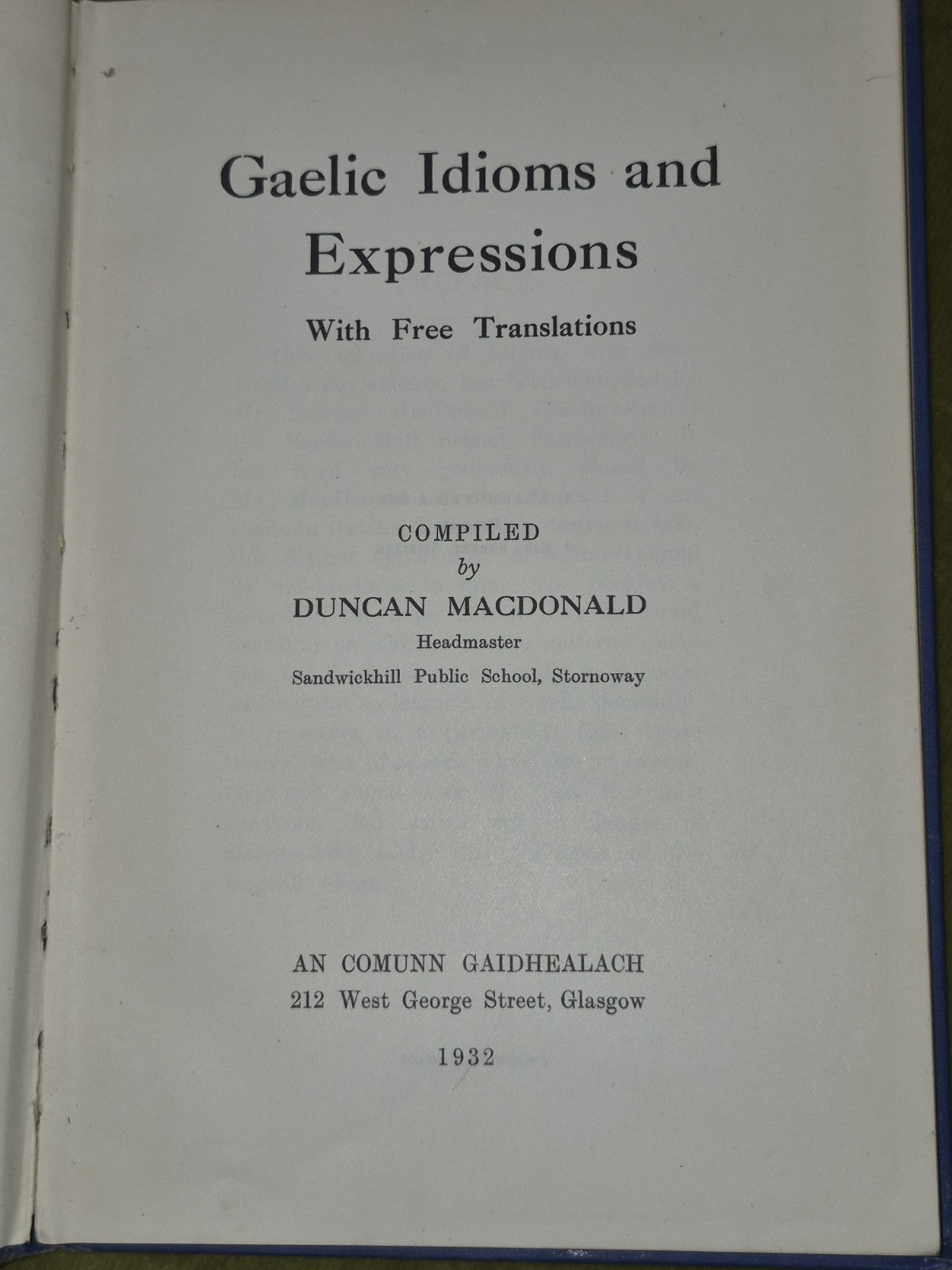 Gaelic Idioms and Expressions Duncan Macdonald 1932 An Comunn Gaidhealach3