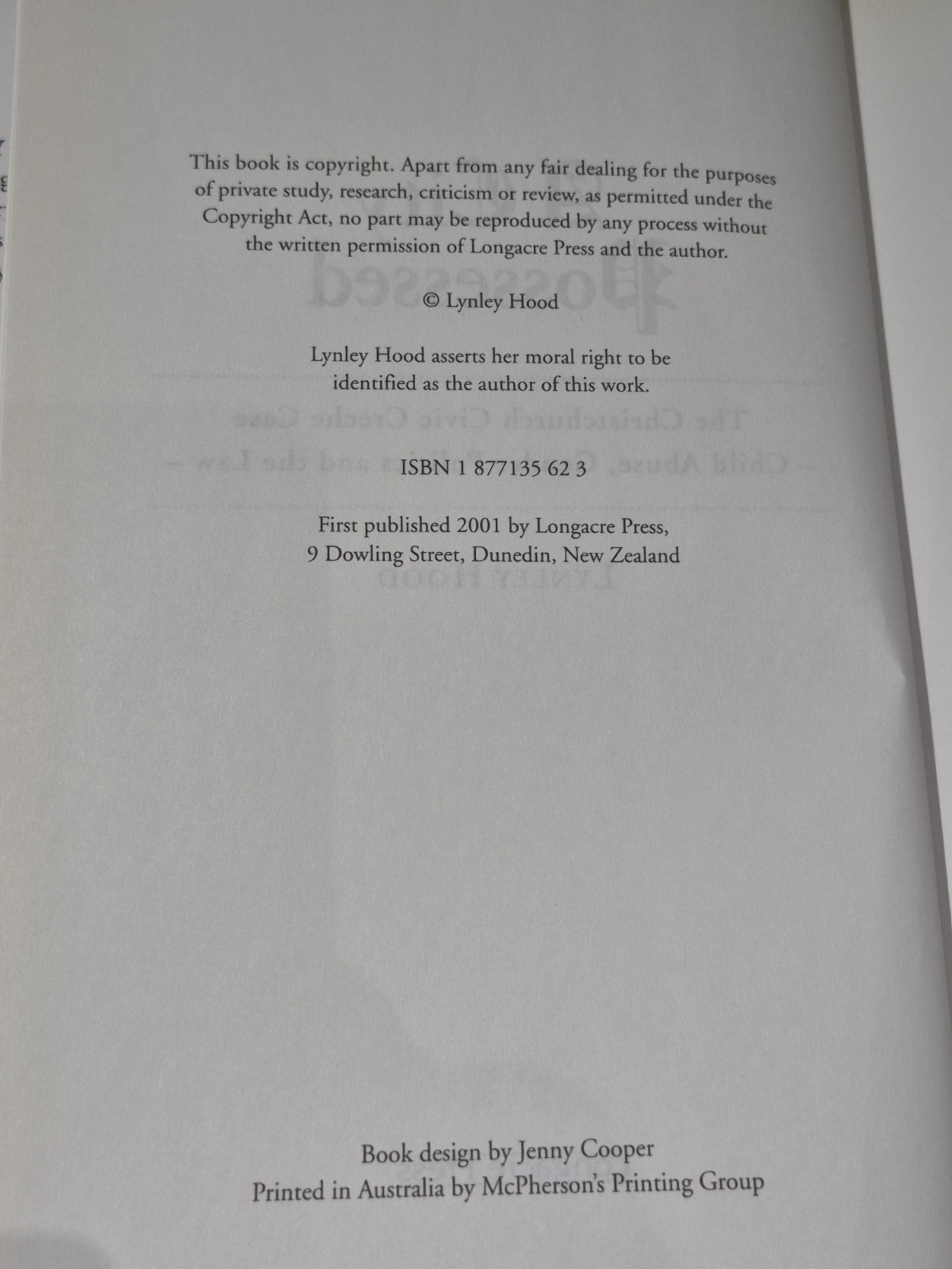 A City Possessed: The Christchurch Civic Creche Case (2001) Lynley Hood4