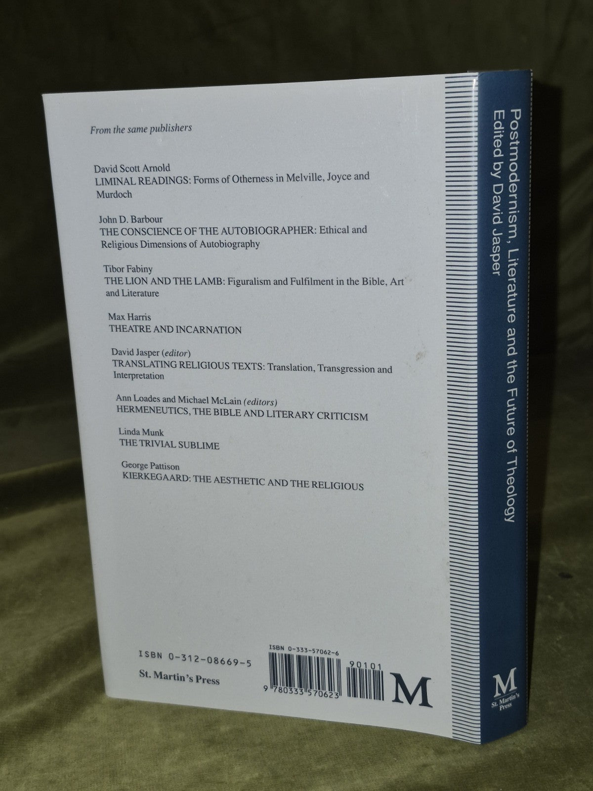 Jasper, David Postmodernism, Literature and the Future of Theology  (1993 HB)1