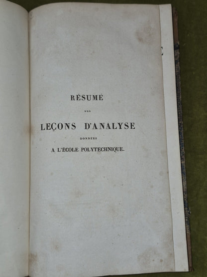 Resume Des Lecons d'Analyse Donnees a l'ecole Polytechnique M Navier 1840 Vol 24