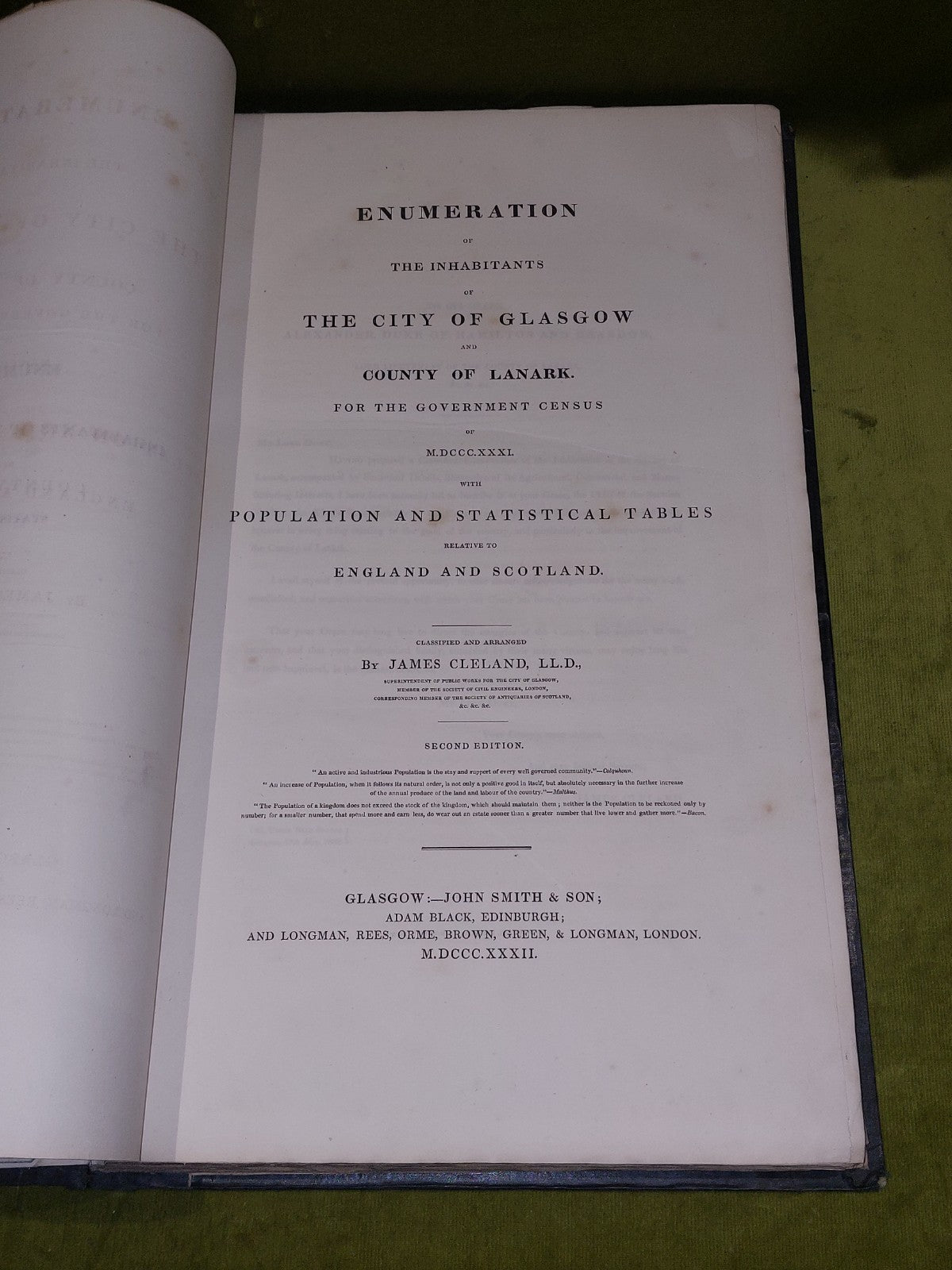 Enumeration Of The Inhabitants Of The City Of Glasgow James Cleland 1832 2nd Ed5