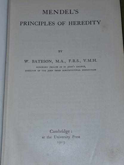 (1913) WILLIAM BATESON - MENDEL’S Principles of Heredity - Cambridge Vg HB6