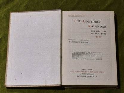 E Josephine Foulds  Legitimist Kalendar For The Year of Our Lord 19103