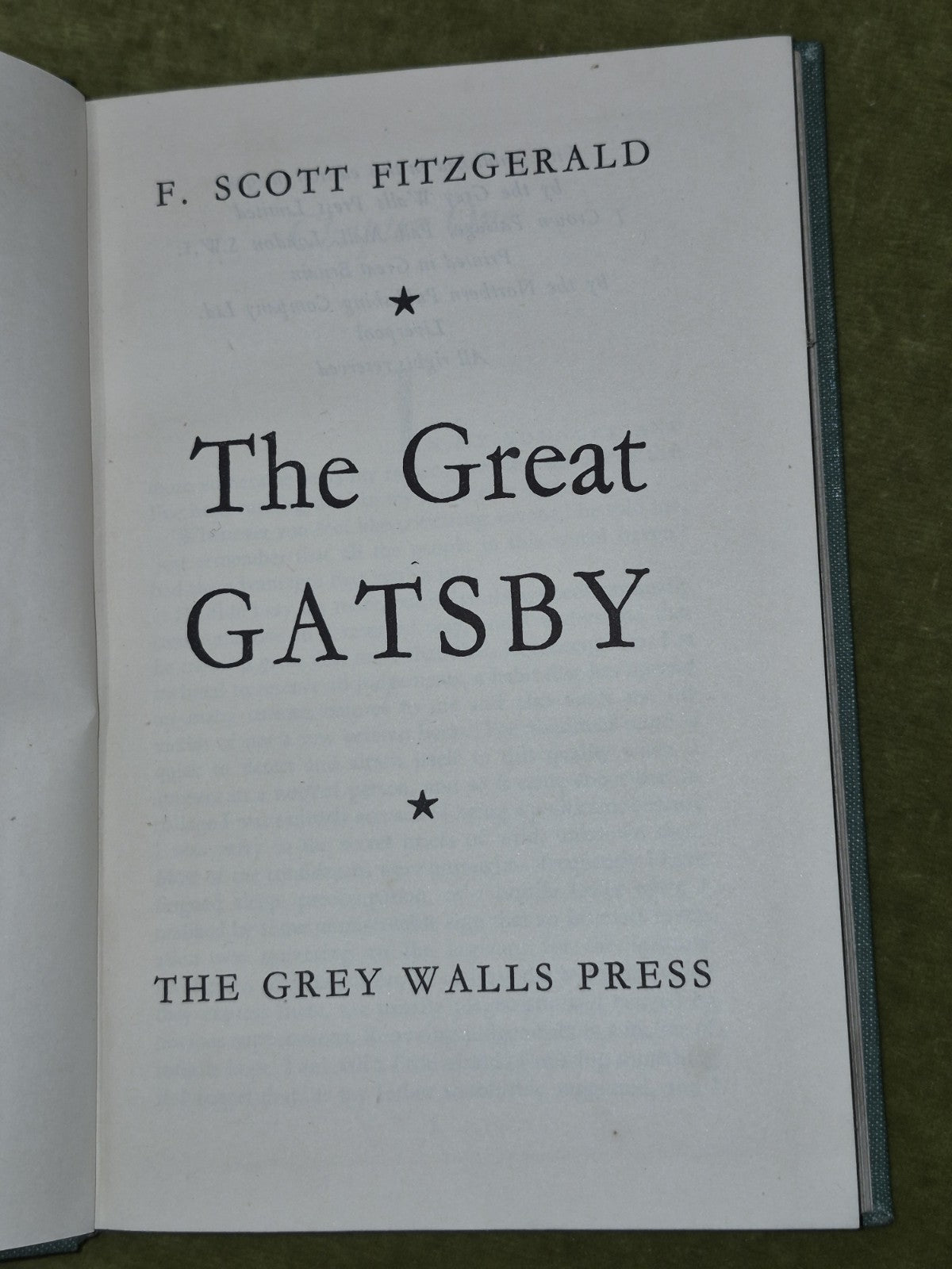 F Scott Fitzgerald The Great Gatsby 1948 The Grey Walls Press First Uk Edition7
