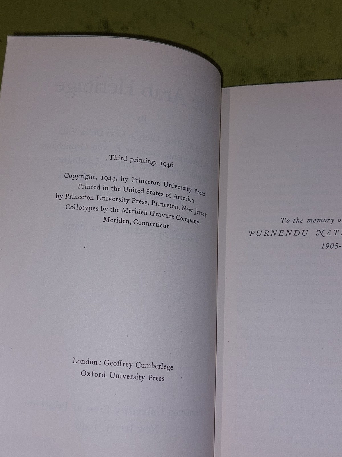 THE ARAB HERITAGE Faris, Nabih Amin (editor) ; Philip K. Hitti, [Et Al] 19463