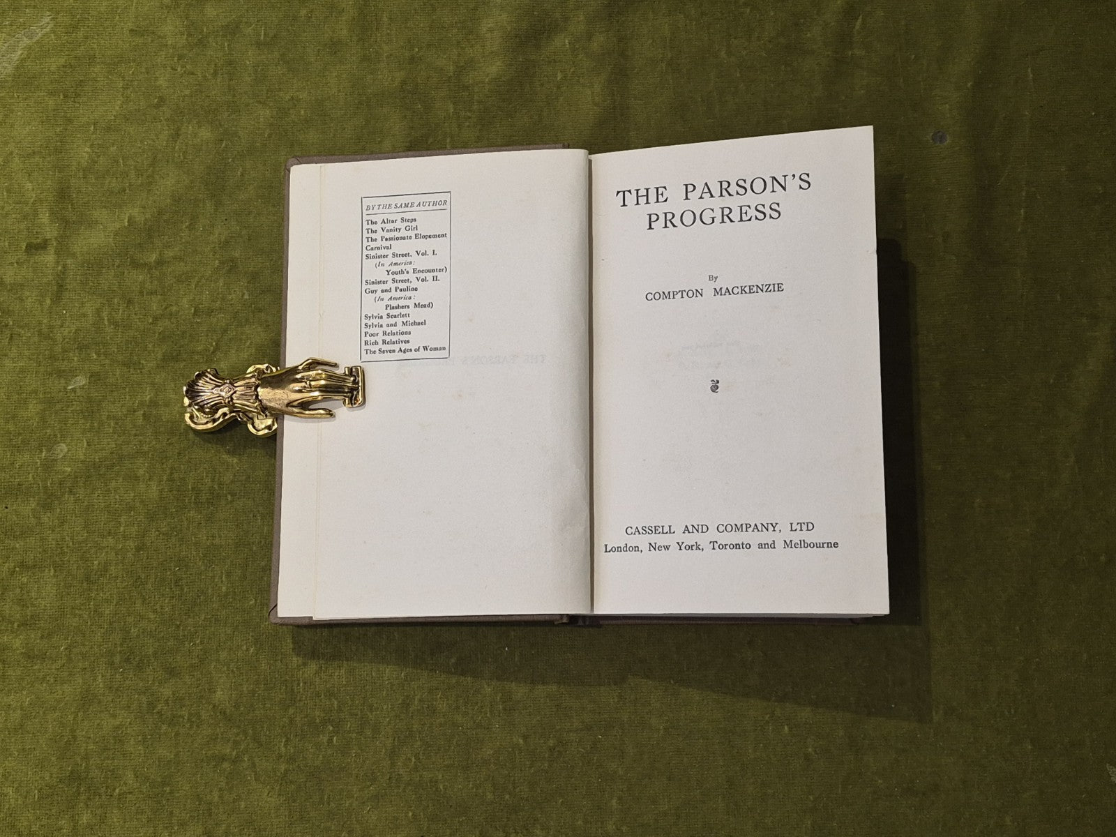The Parson's Progress - Compton Mackenzie , Cassell 1923 1st HB4