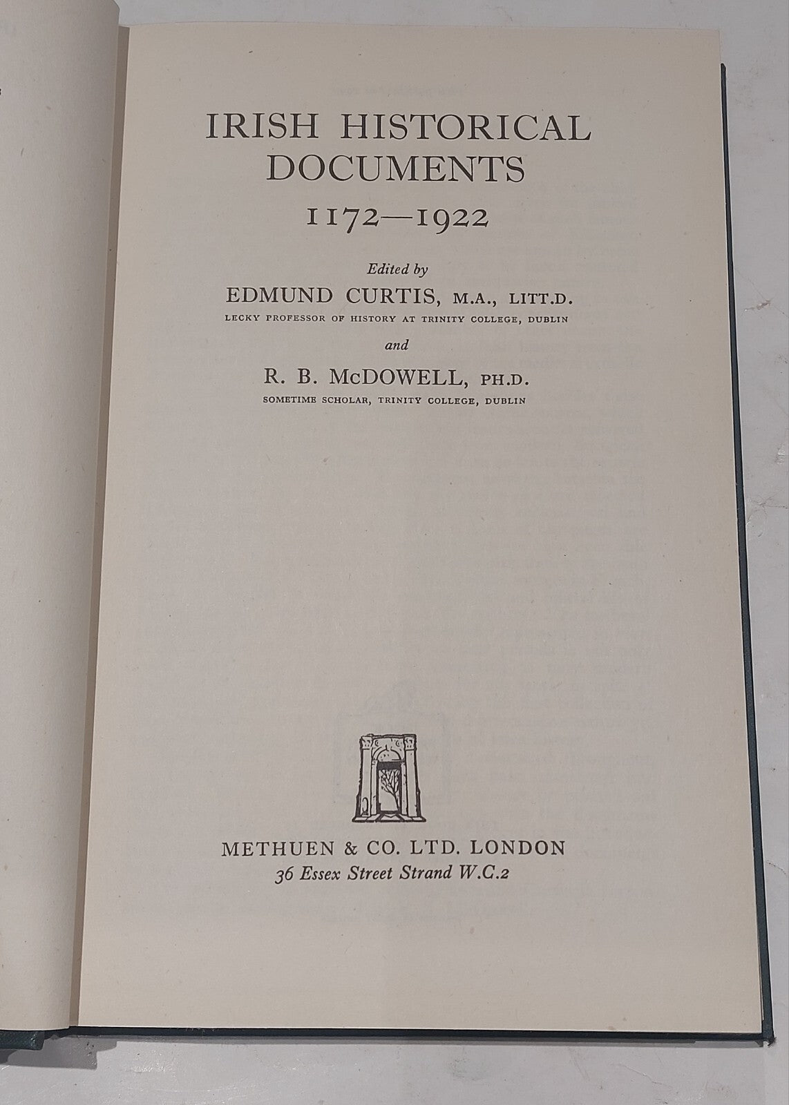 Irish Historical Documents 1172-1922, Curtis & McDowell, 1st Edition (1943)2