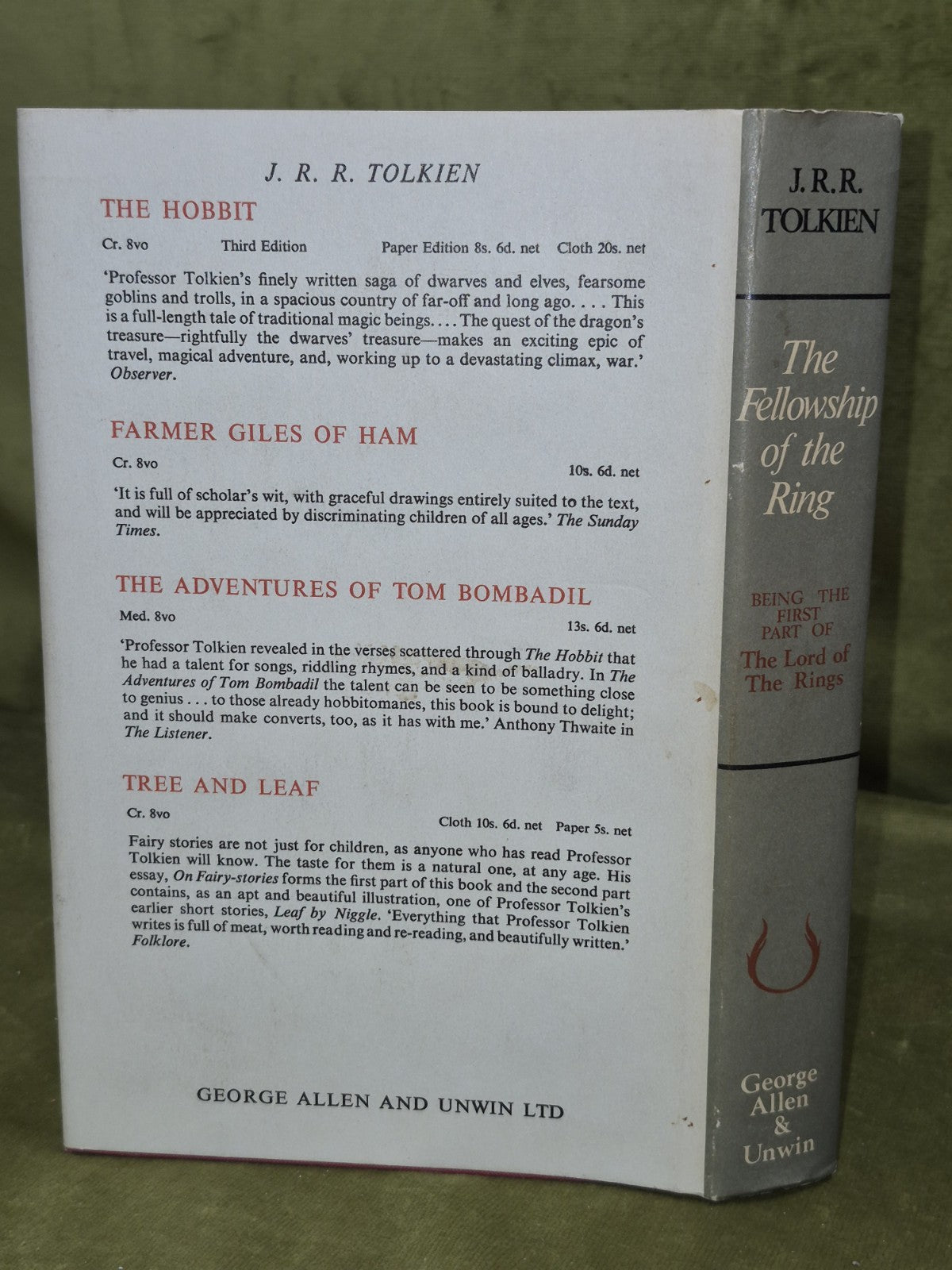 The Fellowship of the Ring Second Edition Second Impression 1967 Tolkien HB DJ1