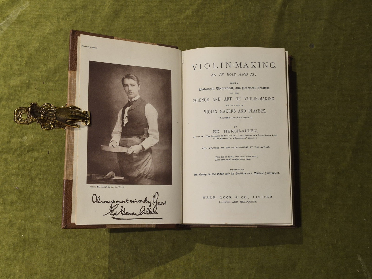 VIOLIN - MAKING, AS IT WAS AND IS - Ed. Heron-Allen , Ward Lock & Co 1885 2nd HB3