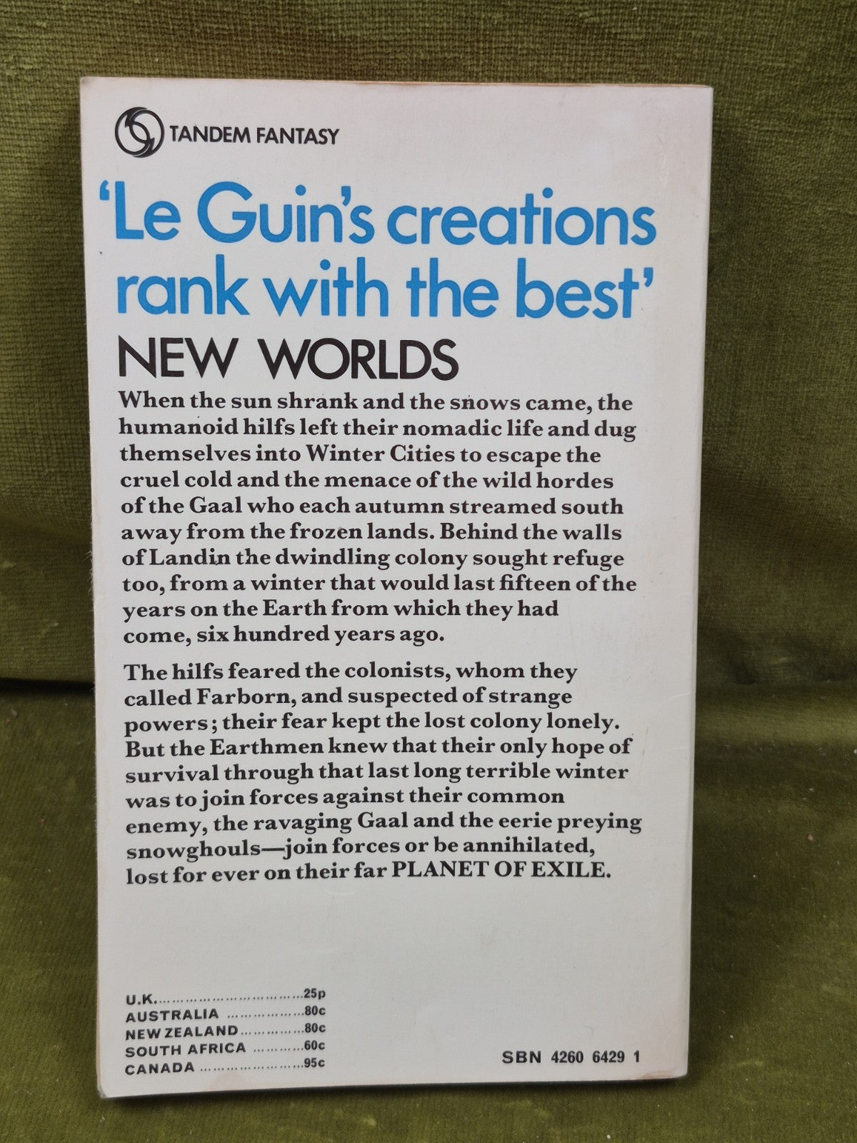 Planet of Exile Paperback Ursula Le Guin 1972 Tandem Fantasy 1