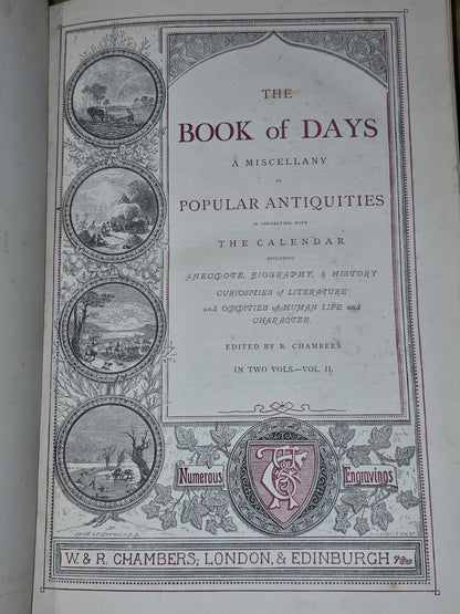 Book of Days - a Miscellany of Popular Antiquities -  Vol 1&2. 1863 1st edition 5