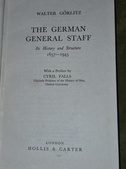 WALTER GORITZ The German General Staff - 1st ed 1953 DJ5