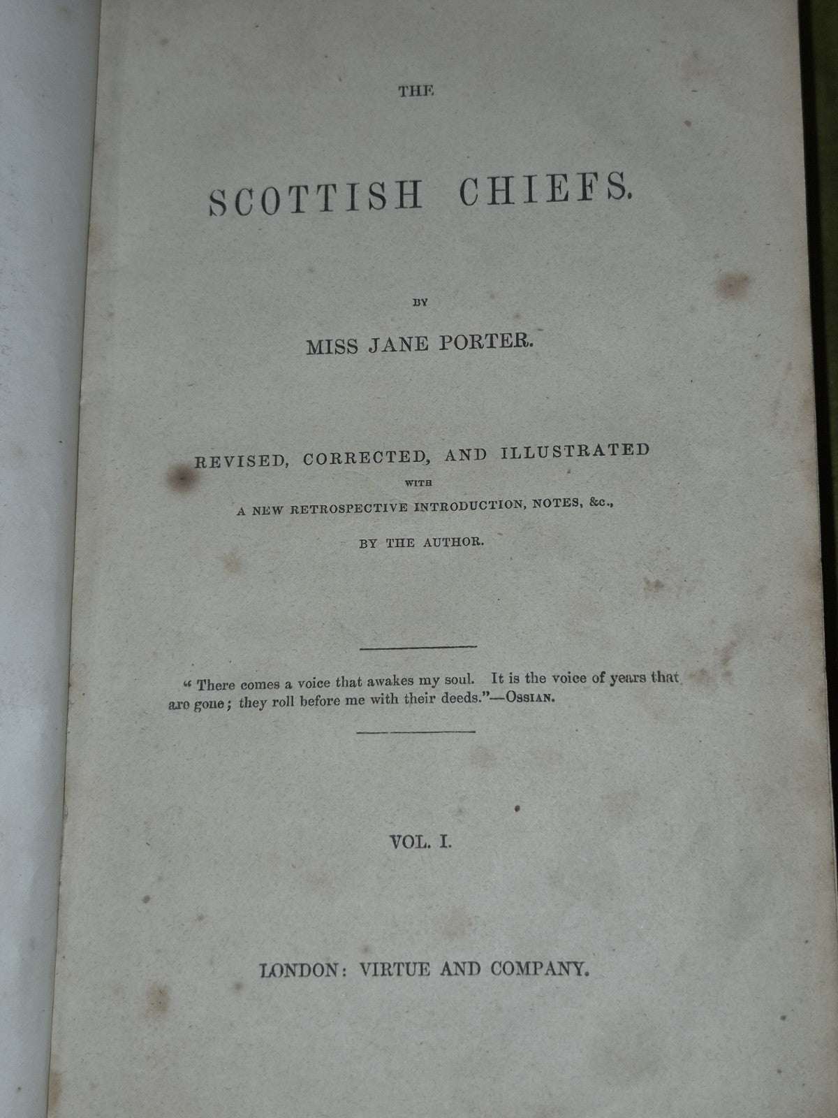 Scottish Chiefs Jane Porter Virtue and Company Complete Two Volumes in One c184010