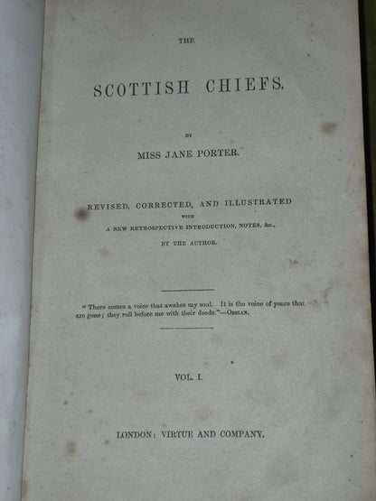 Scottish Chiefs Jane Porter Virtue and Company Complete Two Volumes in One c184010