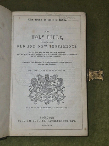Holy Bible William Collins 1953 Brass Clasp London King James7