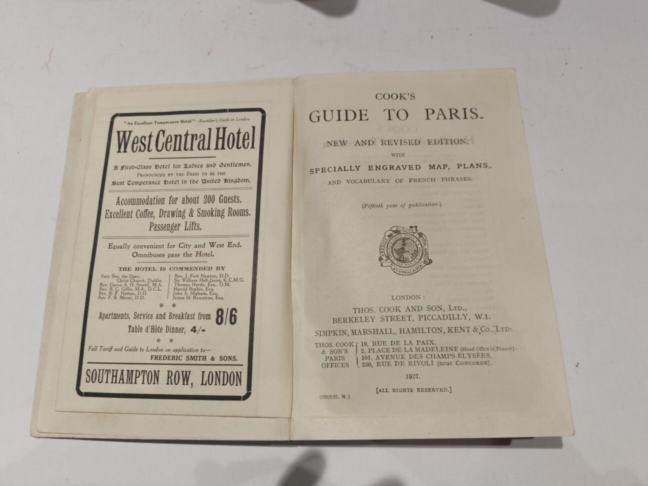 Cook's Guide to Paris Book (1927) By Thos. Cook And Son3
