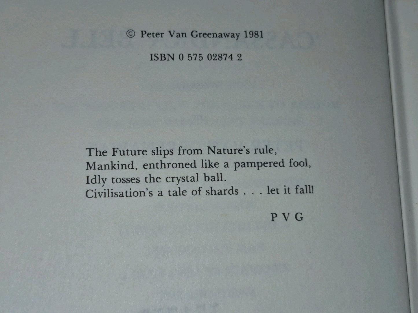 Cassandra Bell Peter Van Greenaway Victor Gollancz 1981 First Edition HB DJ5