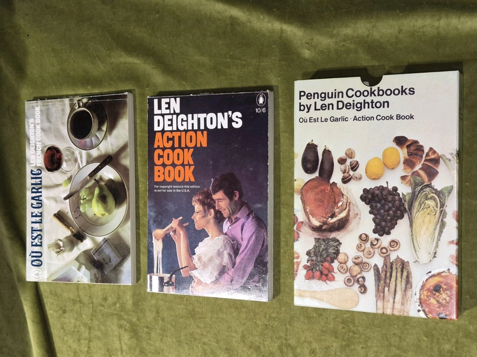 Penguin Cookbooks - Len Deighton In Slipcase Ou Est Le Garlic & Action Cook Book2