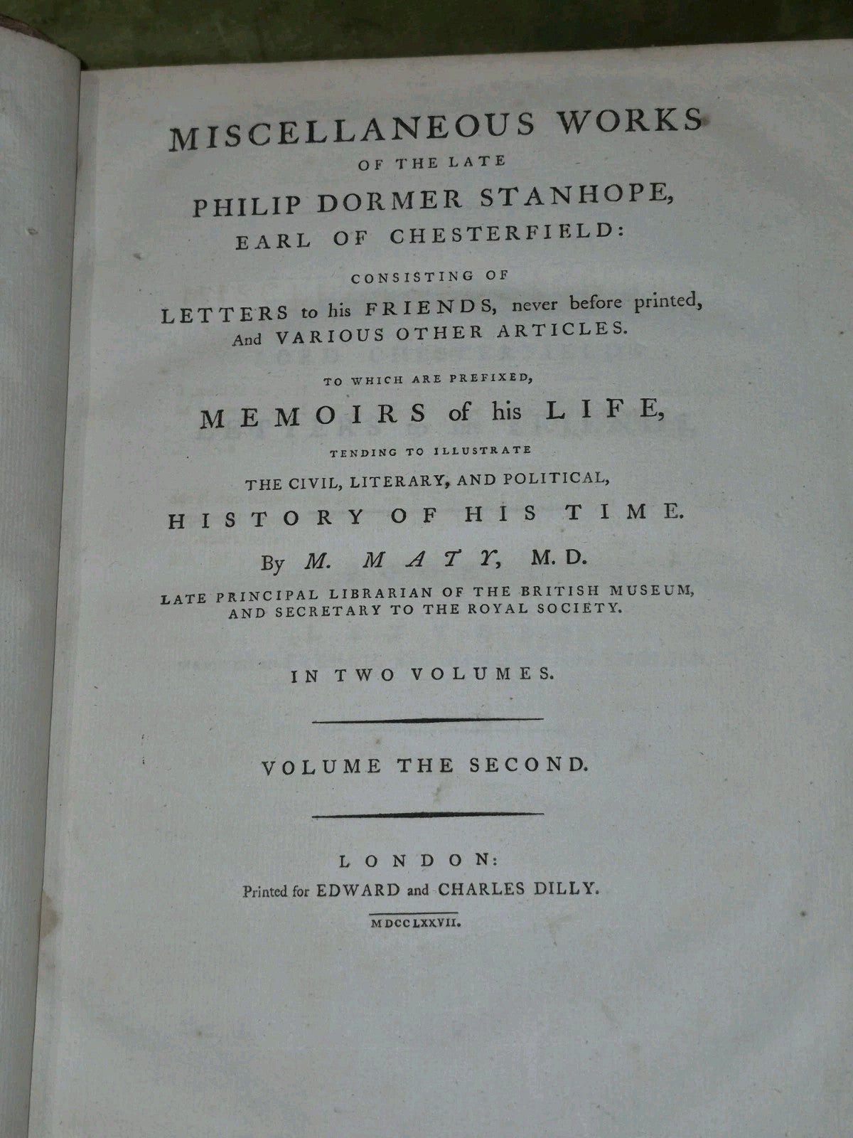 1777 2vol Miscellaneous Works of Philip Dormer Stanhope First Edition11