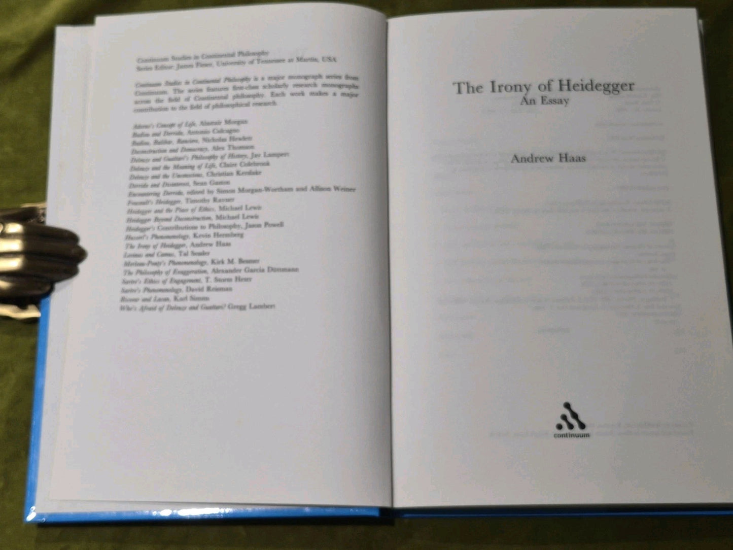 THE IRONY OF HEIDEGGER (CONTINUUM STUDIES IN CONTINENTAL) By Andrew Haas3