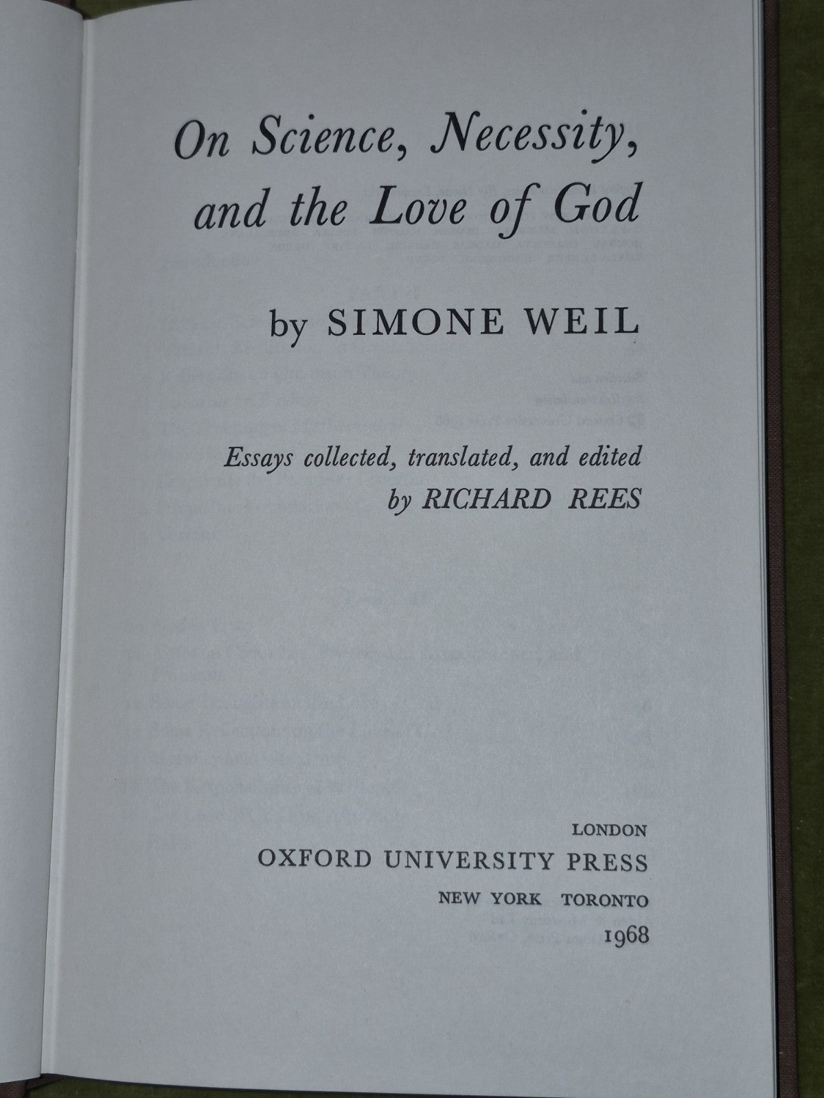 Simone Weil On science, necessity, and the love of God 19685
