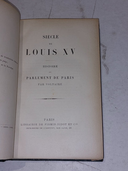 SIÈCLE DE LOUIS XV / HISTOIRE DU PARLEMENT DE PARIS By Voltaire Hb Book2
