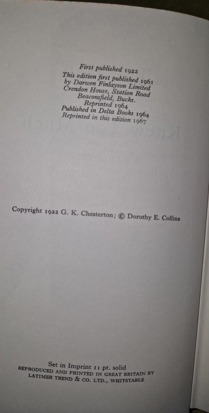 G K Chesterton - Reprint Series 1964 Darwen Finlayson - 11 Volumes HB / DJ 11
