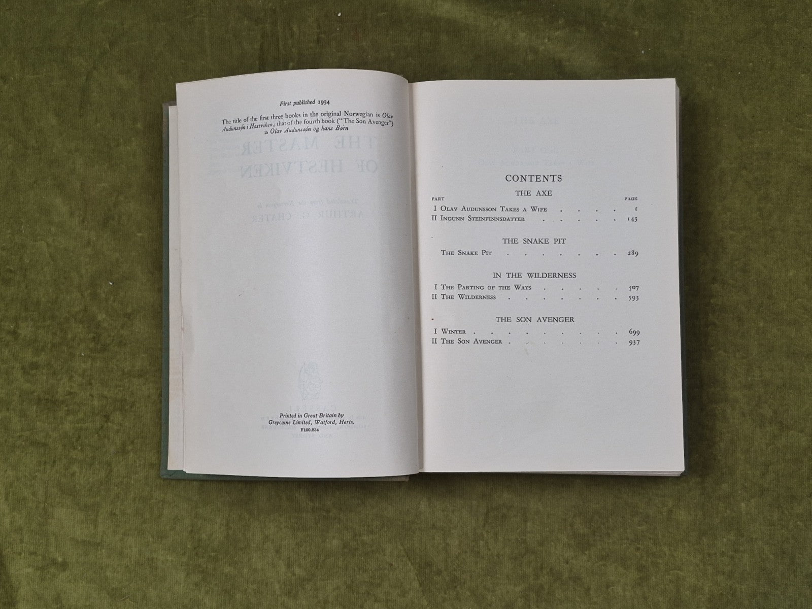 The Master Of Hestviken - Sigrid Undset 1934 Cassell HB4