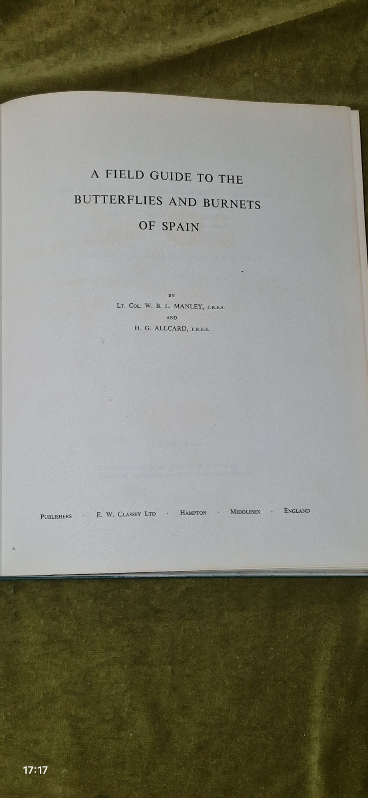 Field Guide to the Butterflies and Burnets of Spain, Manley, W.B.L.,Allcard, H.G4
