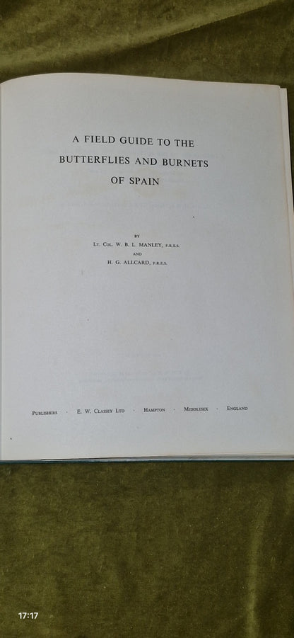 Field Guide to the Butterflies and Burnets of Spain, Manley, W.B.L.,Allcard, H.G4