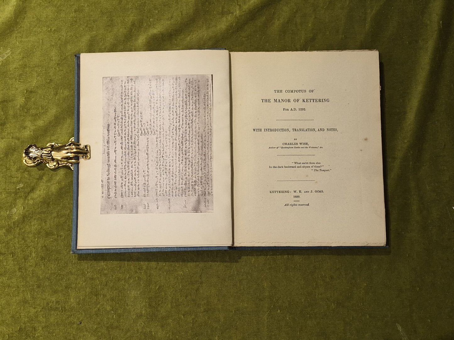 The Compotus of the Manor of Kettering for A.D. 1292 -  Charles Wise 1899 1st HB4