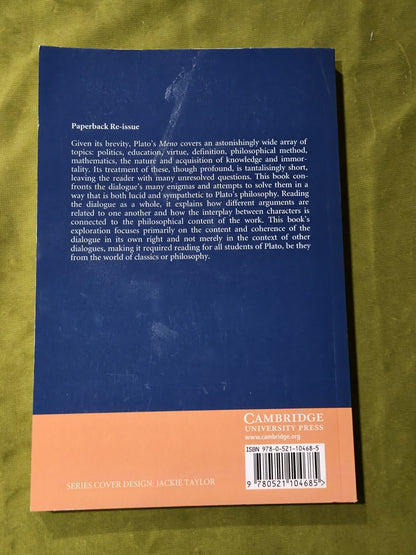 Plato's Meno. Cambridge Studies in the Dialogues of Plato. Dominic Scott1