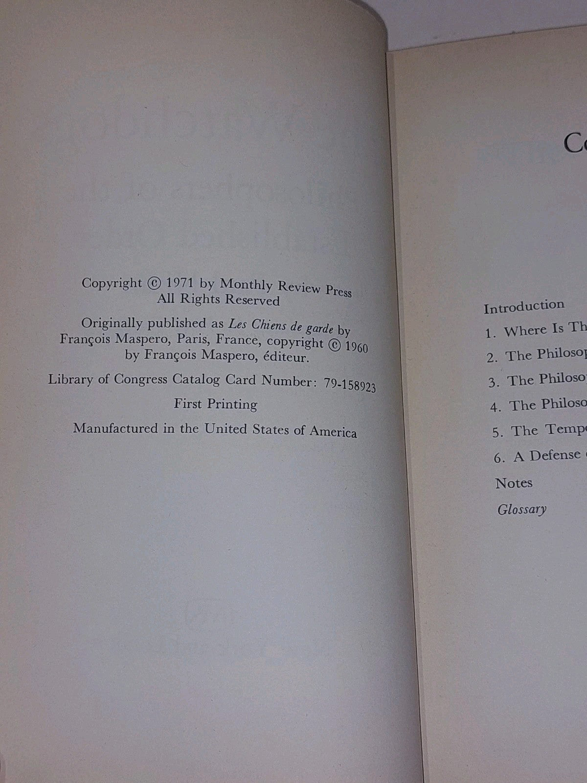 The Watchdogs: Philosophers by Paul Nizan  [Monthly Review] 1st Ed 1971  Hb 4